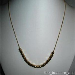 18" Gold Tone Beaded Necklace Square Round Metal C